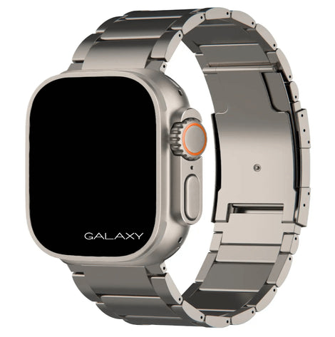 Premium Titan Armband Galaxy mit Sicherheitsschließe für alle Apple Watch Serien